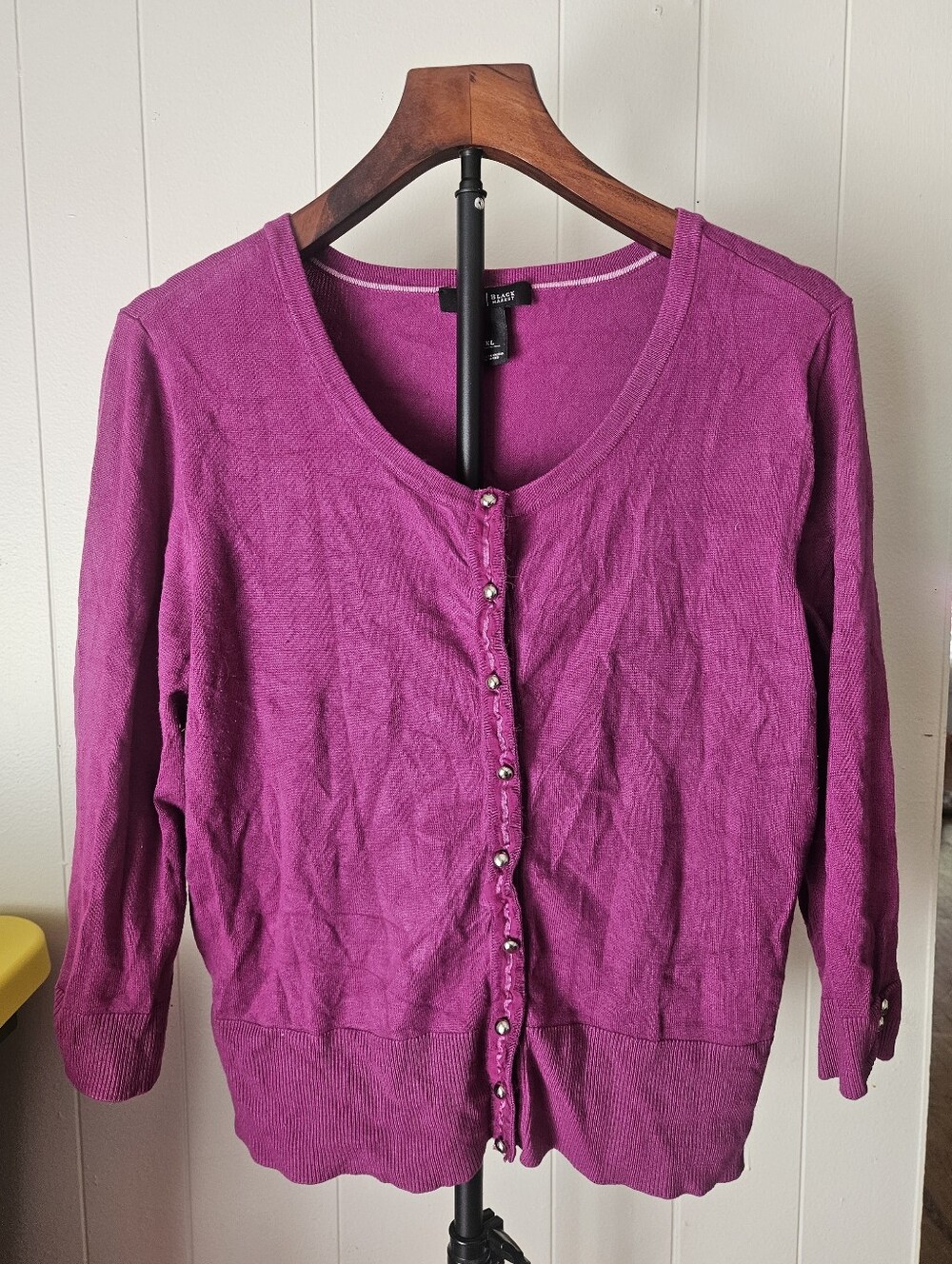 White House Black Market Magenta Button-Front Cardigan Sweater